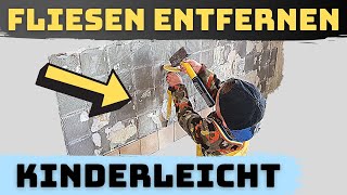 Fliesen entfernen  3 Möglichkeiten Alte Fliesen wegstemmen  runterschlagen  Wand verputzen [upl. by Ardnusal]