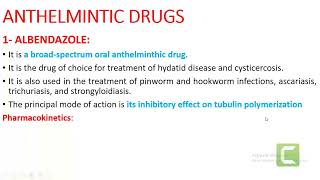 Chemotherapy Lecture8 Anthelmintic Drugs [upl. by Geneva418]