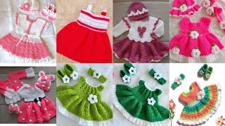 Crochet Handmade Baby Frocks New Design 2024Crochet Dress Designs For Princess outfit 2024 [upl. by Arahc]