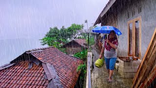 RAIN IN BEAUTIFUL HILLY VILLAGE LIFE  HEAVY RAIN AND THUNDER SOUNDS FOR SLEEPING [upl. by Ayote]