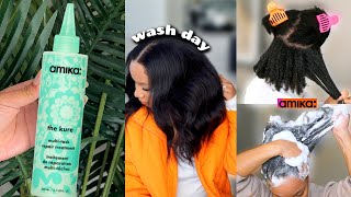 Wash Day💧 Transforming My Dry Damaged Hair with Amika  Natural 4B 4C Hair [upl. by Alyled]