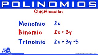 Clasificación de las expresiones algebraicas  Monomio Binomio Trinomio [upl. by Romo]