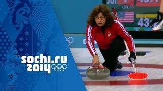 Womens Curling  Round Robin  Switzerland v USA  Sochi 2014 Winter Olympics [upl. by Salba]