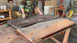 40 Year Old Carpenter  Processing Poles In Natural Red Wood Panels To Design A Tea Table Set [upl. by Ahmad]