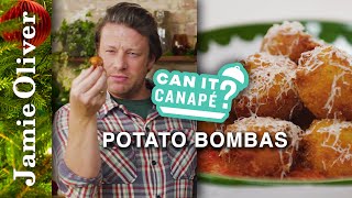 Can it Canapé Potato Bombas  Jamie Oliver [upl. by Ahsiuqram]