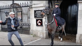 IMPRESSIVE Guard Protects Her Horse Tourist Man Leaps in Shock as Guard Takes Action [upl. by Quintus]