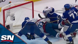 Gabriel Landeskog Buries Rebound To Open Scoring In Game 3 vs Lightning [upl. by Ellinad345]