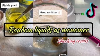 Using 29 different liquids as monomer shocking results😱 Tiktok Compilation  Acrylic nails [upl. by Auqeenahs737]