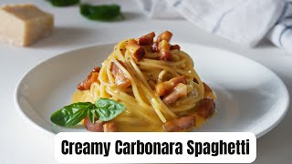 Creamy Authentic Carbonara Spaghetti A Must Try Italian Classic [upl. by Notaek]