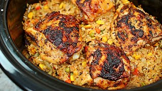 Slow Cooker Chicken and Rice Recipe  How to make Chicken and Rice in the Slow Cooker [upl. by Dionisio]