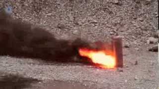 Vulcan shaped charge 20g  magnesium EFP  trepanning attachment against a gas cylinder [upl. by Harl978]