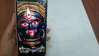 How to draw Maa Kali with very east way kalipuja spcl Drawing part 1 [upl. by Ahsiat]