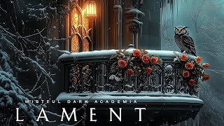 Dark Owl and Roses on Snowy Balcony  Dark Academia Piano amp Melancholic Music [upl. by Yaned]