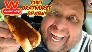 Wienerschnitzel NEW Chili BRATWURST Review [upl. by Oyek]