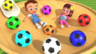 Learn Colors for Children with Little Babies Fun Play Soccer Balls Sliding Wooden ToySet 3D Kids Edu [upl. by Caasi69]