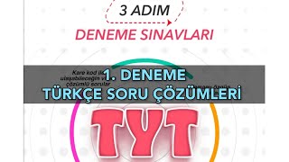 MEB 3 ADIM TYT DENEMELERİ🎯 1 Deneme TÜRKÇE SORU ÇÖZÜMLERİ [upl. by Jerrie]