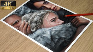 Colored Pencil Drawing The WitcherGeralt Ciri Yennefer [upl. by Suissac]