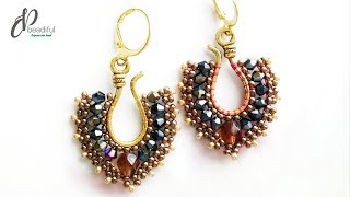 Brick stitch Earrings or Pendant  Easy to make beaded earrings  How to make earrings [upl. by Kerk]