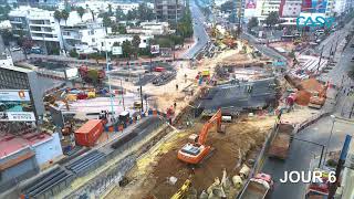 En images  Les travaux de trémie Ghandi sous la plateforme de tramway [upl. by Ilojna]