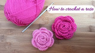 How to Crochet Rose Flower for Beginners  Very easy crochet rose motif making for Beginners [upl. by Laerdna]