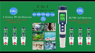 RCYAGO 5 IN 1 Water Quality Tester PHTDSECSaltTemperature Water Meter Wide Application for Life [upl. by Solracsiul]