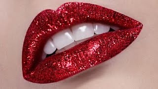 Red Lips Glitter Makeup Tutorial [upl. by Sirtemed251]