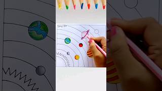 Solar System Drawing How to Draw Solar System Easy [upl. by Zorina]