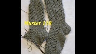 Muster 118 Ajourmuster für Socken Handschuhe Mütze Stricken mit Nadelspiel [upl. by Nage281]