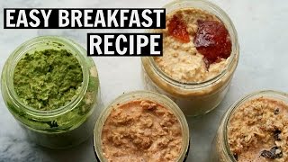 4 EASY OVERNIGHT OATS RECIPES Vegan  Quick [upl. by Ynnavoj]