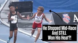 Kid Stops MidRace And Still Comes Back To Win 800m At AAU Junior Olympics 2023 [upl. by Kinnon]