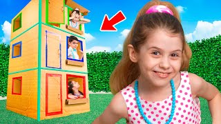 Giant Cardboard Hotel and other funny Adventures for kids with Eva [upl. by Ardnayek]