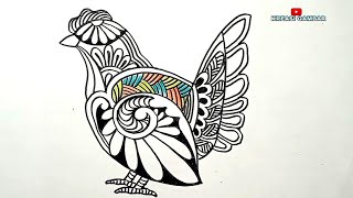 Seni Menggambar Stilasi  Gambar Ayam Stilasi [upl. by Aihsad]