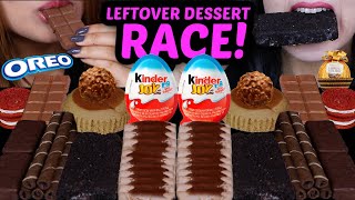 ASMR LEFTOVER DESSERT RACE KINDER JOY EGGS OREO ICE CREAM MOCHA CHEESECAKE TIMTAMS FERRERO 먹방 [upl. by Eudocia]