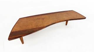 George Nakashima for Widdicomb Mid Century Sundra Burlwood Coffee Table [upl. by Alyehc]