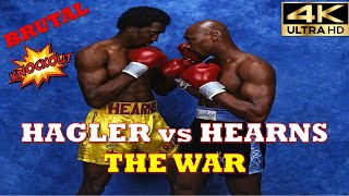 Marvin Hagler USA vs Thomas Hearns USA quotTHE WARquot  BRUTAL KNOCKOUT Super Fight  4K Ultra HD [upl. by Longmire]