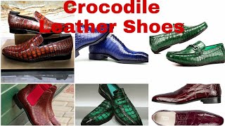 Crocodile Leather Mens ShoesDark brownBlue and Green Shoes [upl. by Rekcut820]