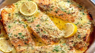 Baked Salmon with Lemon Butter Cream Sauce [upl. by Wootan161]