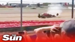 Brutal impact of Max Verstappen’s 180mph F1 crash as Lewis Hamilton is blamed for collision [upl. by Husain67]