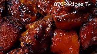 BBQ pigtails oven baked and Homemade Barbecue sauce recipe [upl. by Nedi817]