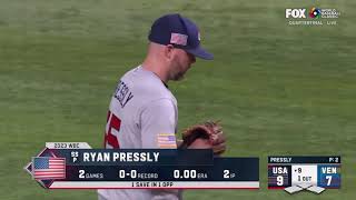 Ryan Pressly closing out a win USA IS MOVING ON TO THE SEMIFINALS Venezuela vs USA [upl. by Tabb]