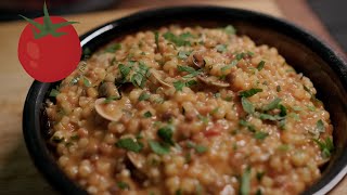 Fregola con Vongole  Fregola Sarda with Vongole Clams  Seafood Fregola [upl. by Arolf]