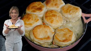 EASY ONE SKILLET POT PIE Perfect to Make With Your Leftover Turkey or Chicken [upl. by Ttirb662]