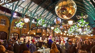 LONDON WALK  Covent Garden at Christmas incl Christmas Tree Lights and Decorations  England [upl. by Gertrudis]