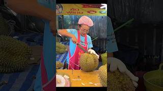 Thai Lady Selling Fresh Giant Durian  Fruit Cutting Skills [upl. by Bald]