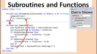 Visual Basic Subroutines and Functions [upl. by Ellegna]