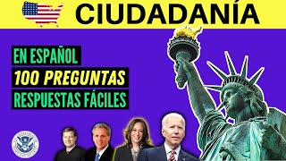 2024  100 PREGUNTAS para el examen de ciudadanía americana en ESPAÑOL una sola respuesta [upl. by Gaivn]