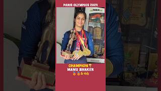 Champion 🥉 Manu Bhaker 😍 Two Olympics Bronze Medal Winner manu olympics paris india shorts [upl. by Mauralia]