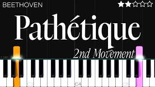 Beethoven  Pathetique Sonata 2nd Movement  EASY Piano Tutorial [upl. by Alol]