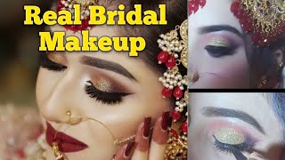 Real Bridal Makeup Tutorial Full detailed Bridal Eye Makeup 💄💅😍 [upl. by Niltac]