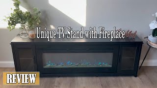 Fireplace And TV Stand Review  ONEINMIL 80quot Fireplace TV Stand with 50quot Electric Fireplace [upl. by Annie383]